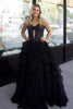 Load image into Gallery viewer, Fuchsia Sweetheart Corset A Line Tulle Tiered Long Prom Dress with Slit