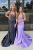 Load image into Gallery viewer, Purple Sparkly Beaded Corset Strapless Prom Dress