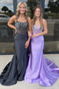 Load image into Gallery viewer, Glitter Beaded Lilac Corset Strapless Mermaid Satin Long Prom Dress