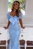 Load image into Gallery viewer, Blue Sparkly Sequins Mermaid Long Corset Prom Dress