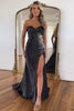 Load image into Gallery viewer, Glitter Black Sweetheart Mermaid Cut Out Long Prom Dress with Beaded