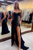 Load image into Gallery viewer, Mermaid Glitter Black Sweetheart Cut Out Long Prom Dress with Beaded