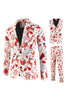 Load image into Gallery viewer, White Snowflake Snowman Printed 3 Pieces Men&#39;s Christmas Party Suits