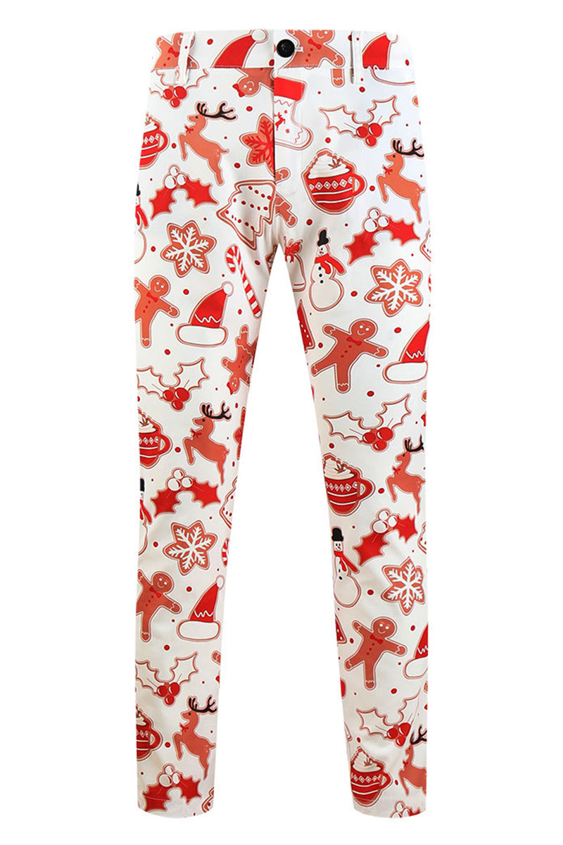 Load image into Gallery viewer, White Snowflake Snowman Printed 3 Pieces Men&#39;s Christmas Party Suits