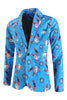 Load image into Gallery viewer, Blue Snowflake Santa Claus Print Three-piece Men&#39;s Christmas Party Suit