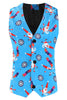 Load image into Gallery viewer, Blue Snowflake Santa Claus Print Three-piece Men&#39;s Christmas Party Suit