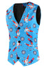 Load image into Gallery viewer, Blue Snowflake Santa Claus Print Three-piece Men&#39;s Christmas Party Suit