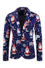 Load image into Gallery viewer, Navy Snowman Santa Claus Print Three-piece Men&#39;s Christmas Party Suit