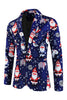 Load image into Gallery viewer, Navy Snowman Santa Claus Print Three-piece Men&#39;s Christmas Party Suit