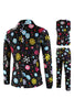 Load image into Gallery viewer, Black Snowflake Print Three Piece Men&#39;s Christmas Party Suit