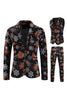 Load image into Gallery viewer, Black Snowflake Print One Button Three Piece Men&#39;s Christmas Party Suit