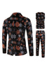 Load image into Gallery viewer, Black Snowflake Print One Button Three Piece Men&#39;s Christmas Party Suit