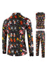 Load image into Gallery viewer, Single Button 3 piece Black Santa Claus Print Men&#39;s Christmas Party Suit