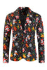 Load image into Gallery viewer, Single Button 3 piece Black Santa Claus Print Men&#39;s Christmas Party Suit