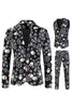 Load image into Gallery viewer, Black Snowflake Print Single Button 3 Pieces Men&#39;s Christmas Suit