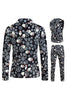 Load image into Gallery viewer, Black Snowflake Print Single Button 3 Pieces Men&#39;s Christmas Suit