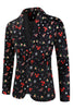 Load image into Gallery viewer, 3 Pieces Black One Button Bell Cane Print Men&#39;s Christmas Suit