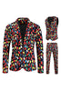 Load image into Gallery viewer, Black Single Button Colorful Balloon Print 3 Pieces Men&#39;s Christmas Suit