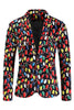 Load image into Gallery viewer, Black Single Button Colorful Balloon Print 3 Pieces Men&#39;s Christmas Suit