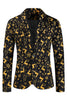 Load image into Gallery viewer, 3 Piece Black Single Button Yellow Reindeer Print Men&#39;s Christmas Suit