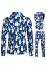 Load image into Gallery viewer, Light Blue Single Button Snowman Print 3 Piece Men&#39;s Christmas Suit