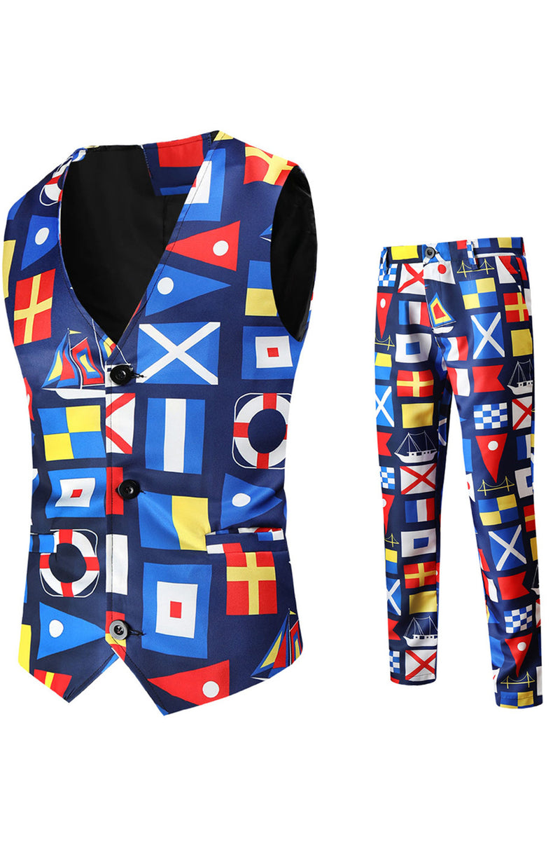 Load image into Gallery viewer, Blue Single Button Notched Lapel 3 Pieces Men&#39;s Christmas Suit