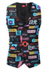 Load image into Gallery viewer, Japanese Themed Text Print Black Single Button 3 Pieces Men&#39;s Christmas Suit