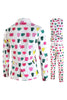 Load image into Gallery viewer, White 3 Pieces Cup Print Notched Lapel Men&#39;s Christmas Suit