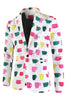 Load image into Gallery viewer, White 3 Pieces Cup Print Notched Lapel Men&#39;s Christmas Suit