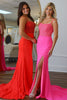 Load image into Gallery viewer, Fuchsia Corset Mermaid Spaghetti Straps Long Prom Dress with Slit