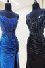 Load image into Gallery viewer, Glitter Copper Metallic Beaded Spaghetti Straps Mermaid Long Prom Dress