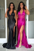 Load image into Gallery viewer, Corset Black Mermaid Halter Neck Prom Dress with Slit