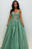 Load image into Gallery viewer, Sparkly Beaded Appliques Sage Corset A Line Strapless Prom Dress