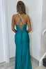 Load image into Gallery viewer, Sparkly Beaded Blue Corset Spaghetti Straps Prom Dress with Slit