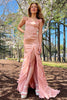 Load image into Gallery viewer, Blush Mermaid Spaghetti Straps Long Prom Dress with Slit