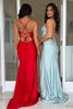 Load image into Gallery viewer, Royal Blue Appliques Spaghetti Straps Corset Prom Dress with Slit