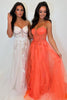 Load image into Gallery viewer, Appliques Corset Orange Spaghetti Straps A Line Prom Dress