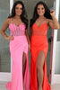 Load image into Gallery viewer, Pink Sparkly Beaded Corset Mermaid Ruched Long Prom Dress