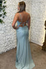 Load image into Gallery viewer, Corset Appliques Sky Blue Mermaid Spaghetti Straps Prom Dress