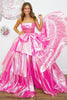 Load image into Gallery viewer, Fuchsia Corset Strapless A Line Tiered Long Prom Dress with Slit