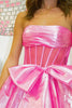 Load image into Gallery viewer, Fuchsia Corset Strapless A Line Tiered Long Prom Dress with Slit