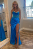 Load image into Gallery viewer, Sweetheart Royal Blue Mermaid Long Corset Satin Prom Dress with Beading