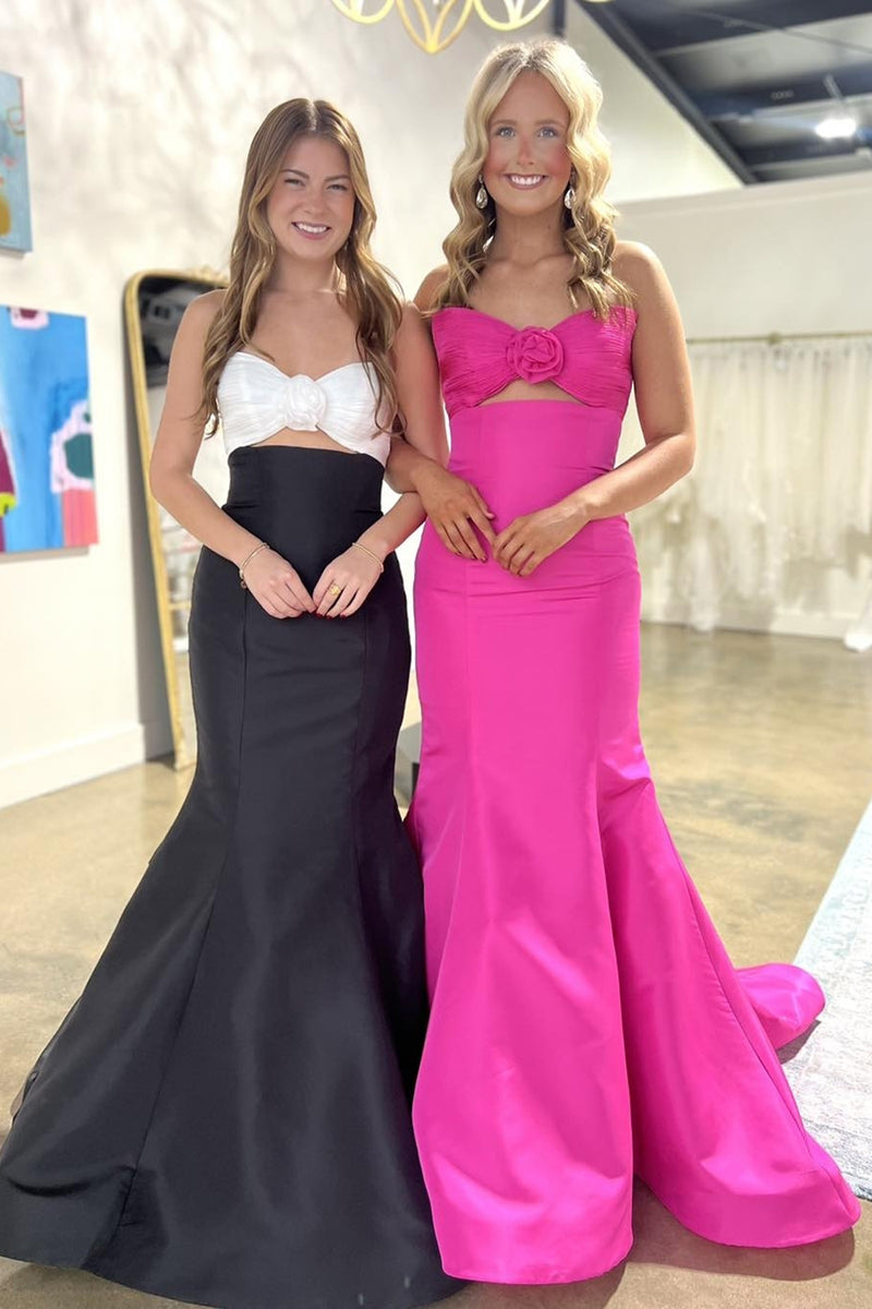 Load image into Gallery viewer, Fuchsia Sweetheart Mermaid Satin Cut Out Long Prom Dress