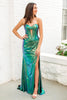 Load image into Gallery viewer, Green Metallic Sweetheart Mermaid Hollow Out Long Prom Dress with Slit