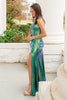 Load image into Gallery viewer, Green Metallic Sweetheart Mermaid Hollow Out Long Prom Dress with Slit