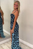 Load image into Gallery viewer, Blue Mermaid Appliques Corset Spaghetti Straps Prom Dress with Slit