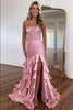 Load image into Gallery viewer, Sparkly Sequins Blush Strapless Mermaid Tiered Long Prom Dress with Slit