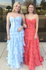 Load image into Gallery viewer, Fuchsia Sweetheart A Line Chiffon Tiered Long Prom Dress with Slit