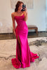 Load image into Gallery viewer, Sparkly Sequins Corset Fuchsia Strapless Mermaid Satin Long Prom Dress