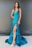 Load image into Gallery viewer, Sparkly Blue Mermaid Beaded Tiered Long Prom Dress with Slit